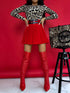 Pleated shorts + double belt J72 - RED PRE-ORDER